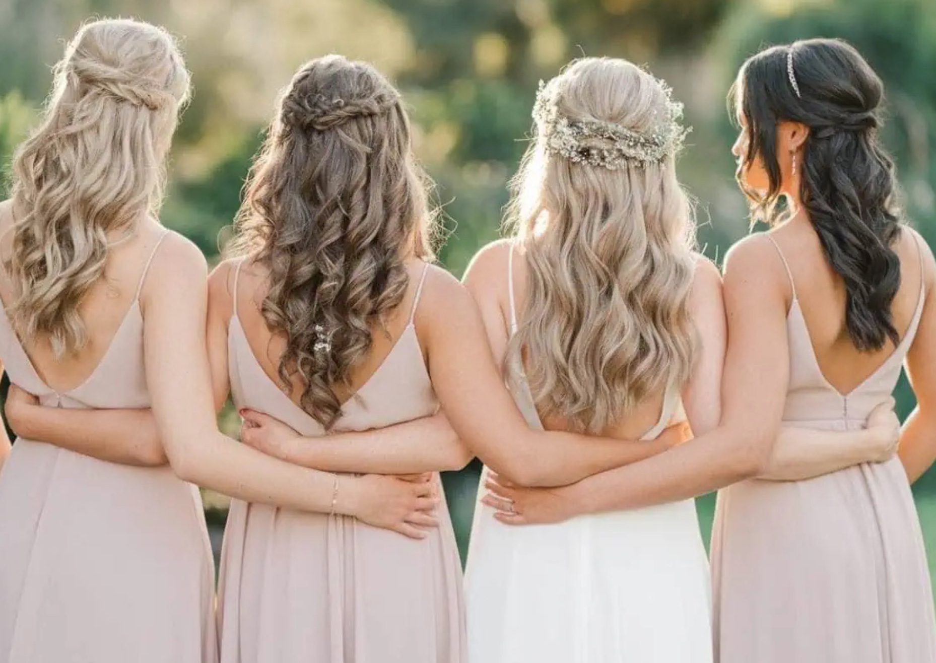 Soft romantic waves with pearl accessories - Chloe T. bridal hairstyle